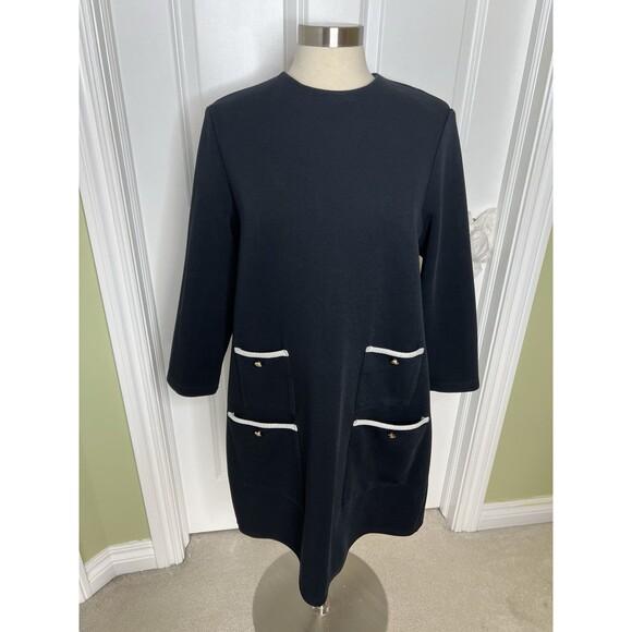 Tuckernuck XL Dress Black knit  Francoise Mini Mod Stretch Minimalist Career - Picture 1 of 11
